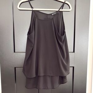 Fashion to Figure Black Asymmetrical Tiered Camisole. Size 0=12 or XL.